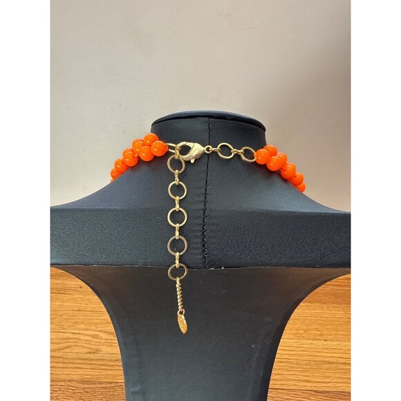 Chunky Orange Beaded Bib Statement Necklace Adjustable Gold Chain Amrita Singh - Picture 3 of 4